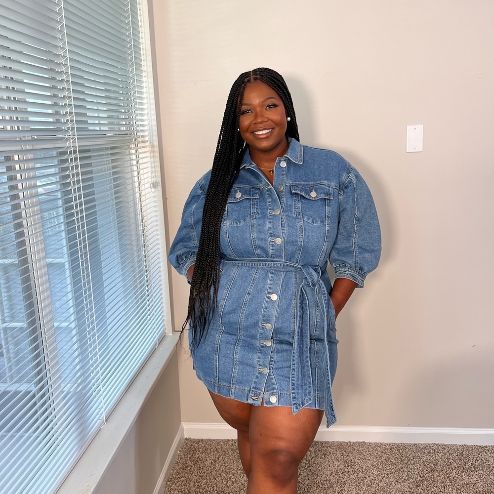 Eloquii Denim Puff Sleeve Dress - Size 18